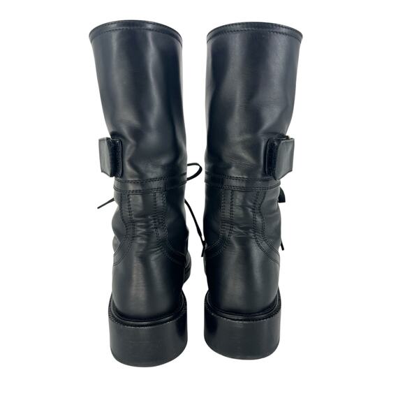 Chanel 2021 Interlocking CC Logo Leather Combat Boots - Picture 11 of 16